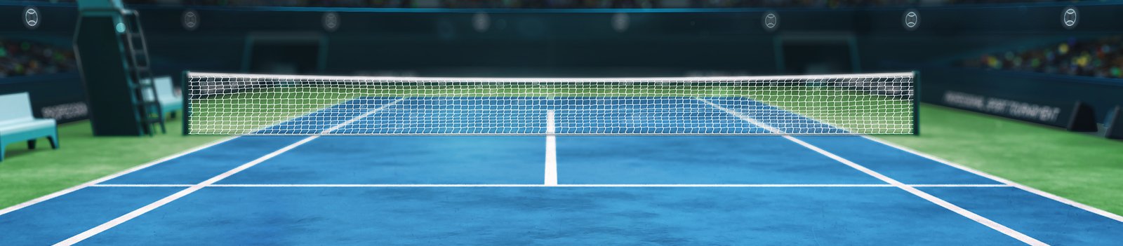 To complete this guide, a photo of a pickleball court from the back of the court spanning to the opponent's side.