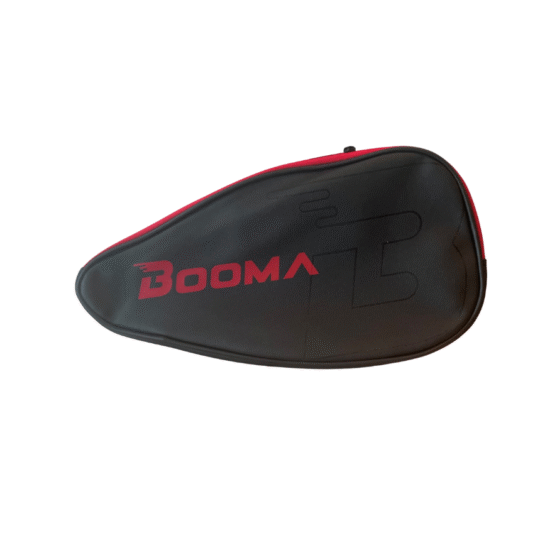 Image of a BOOMA leather protective case for pickleball paddles.