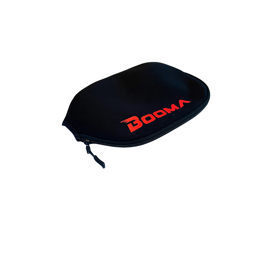 Image of a BOOMA neoprene protective cover for pickleball paddles.