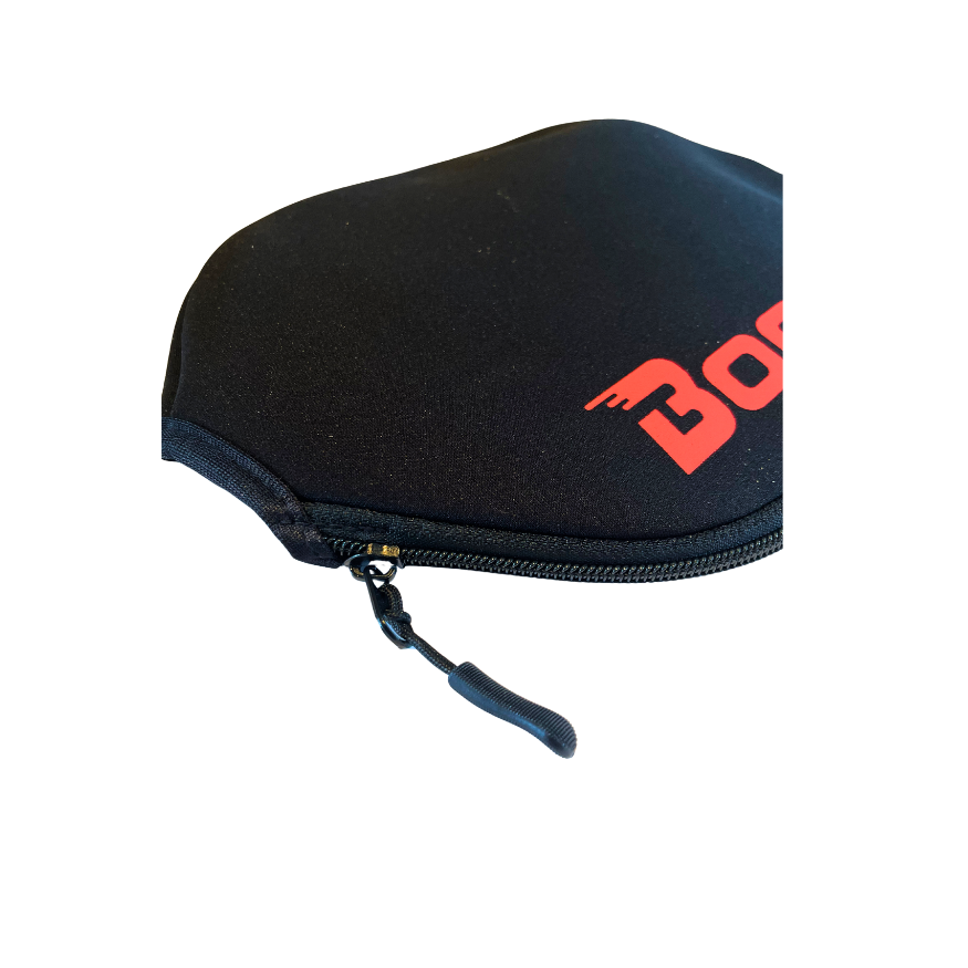 Image of a BOOMA neoprene protective cover for pickleball paddles.
